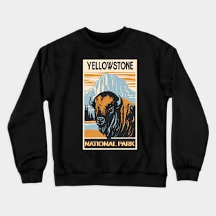 Yellowstone National Park Bison Colorblock Crewneck Sweatshirt